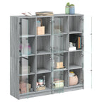 vidaXL Bücherschrank mit Türen Grau Sonoma 136x37x142 cm Holzwerkstoff