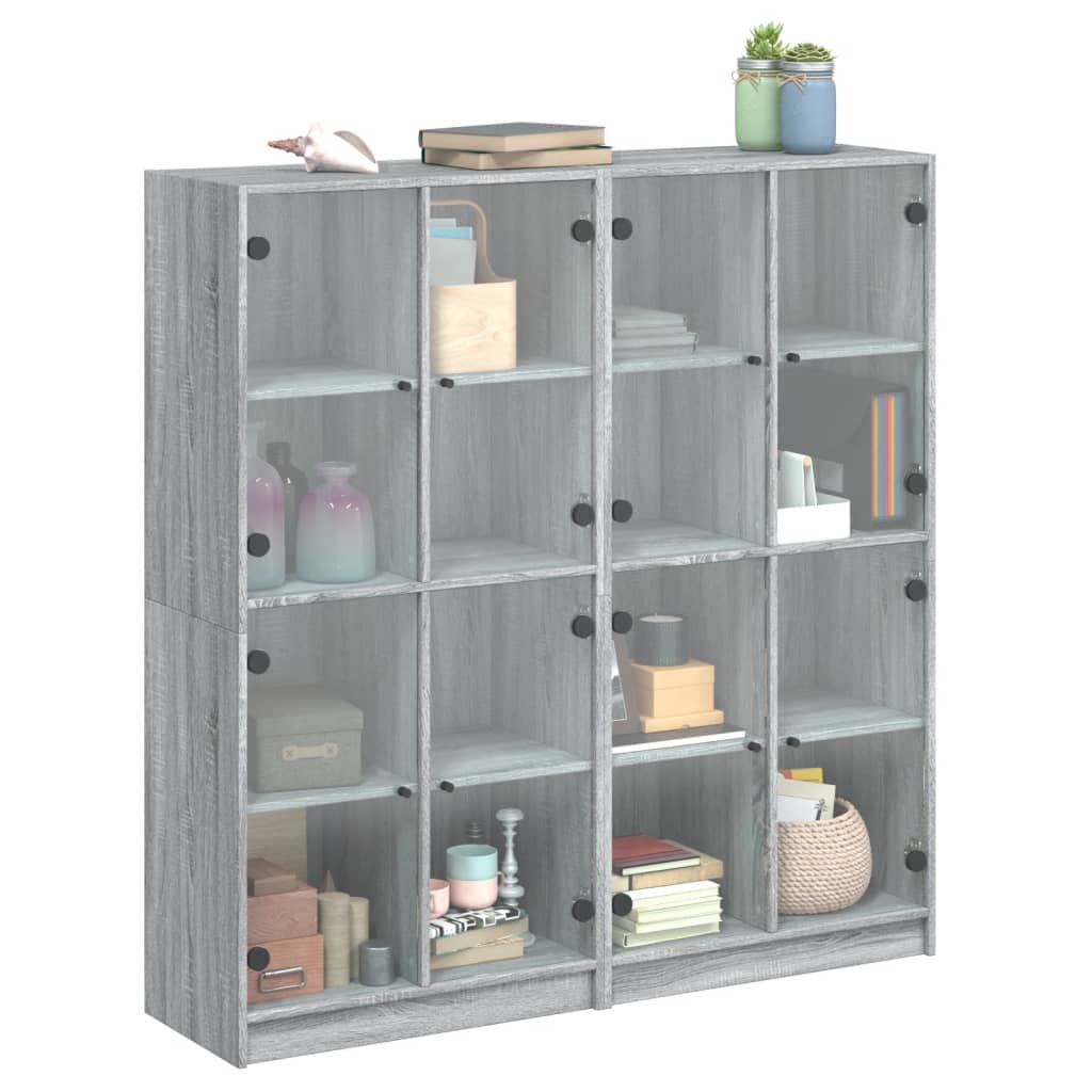 vidaXL Bücherschrank mit Türen Grau Sonoma 136x37x142 cm Holzwerkstoff