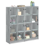 vidaXL Bücherschrank mit Türen Grau Sonoma 136x37x142 cm Holzwerkstoff
