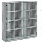 vidaXL Bücherschrank mit Türen Grau Sonoma 136x37x142 cm Holzwerkstoff