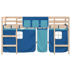 vidaXL Kinderhochbett mit Vorhängen Blau 80x200 cm Massivholz Kiefer