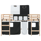 vidaXL Kinderhochbett mit Tunnel Weiß & Schwarz 80x200 cm Kiefernholz