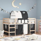 vidaXL Kinderhochbett mit Tunnel Weiß & Schwarz 80x200 cm Kiefernholz