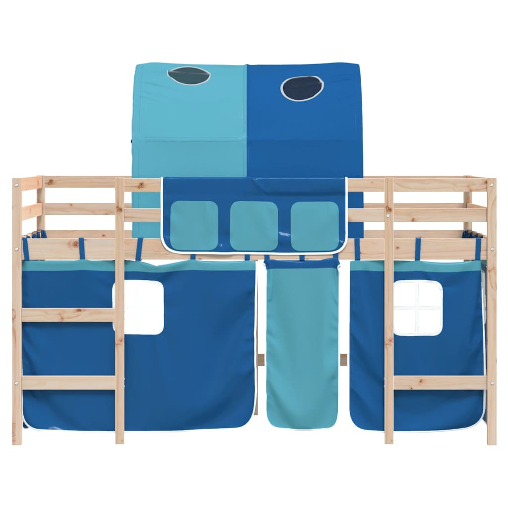 vidaXL Kinderhochbett mit Tunnel Blau 80x200 cm Massivholz Kiefer