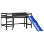 vidaXL Kinderhochbett mit Rutsche Schwarz 80x200 cm Massivholz Kiefer