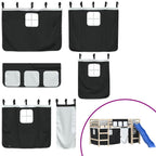 vidaXL Vorhänge für Hochbett Weiß und Schwarz Polyester