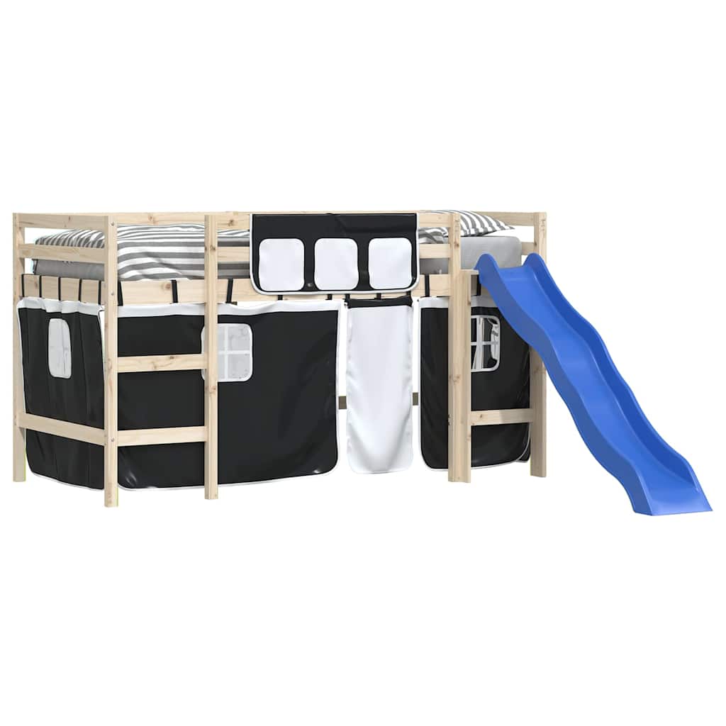 vidaXL Vorhänge für Hochbett Weiß und Schwarz Polyester