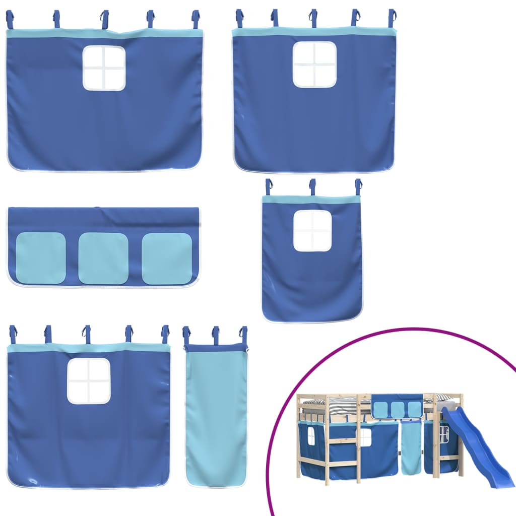 vidaXL Vorhänge für Hochbett Blau Polyester