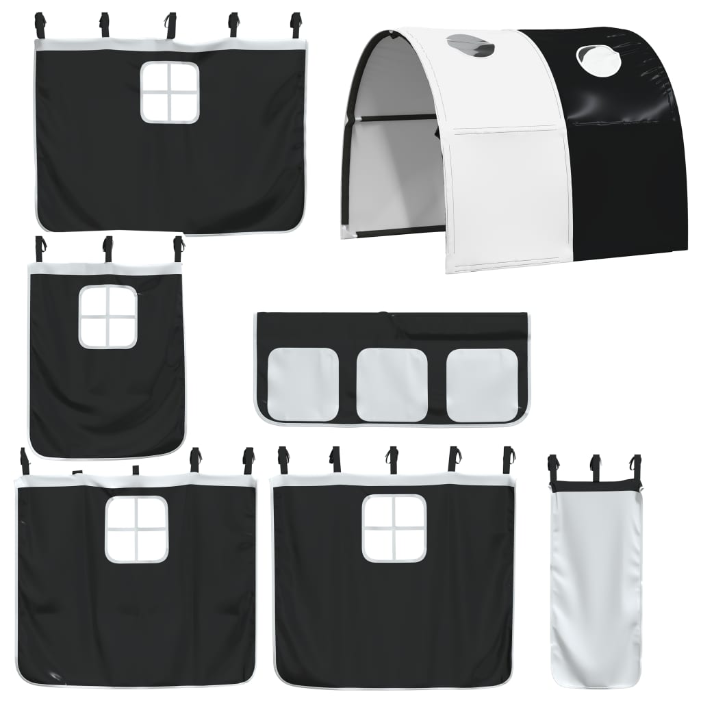 vidaXL Vorhänge für Hochbett mit Tunnel Weiß und Schwarz Polyester