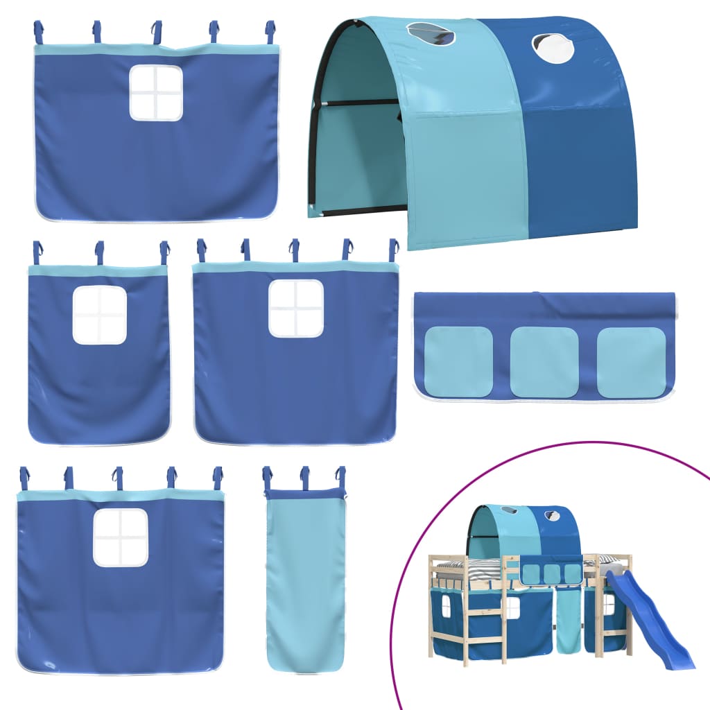vidaXL Vorhänge für Hochbett mit Tunnel Blau Polyester