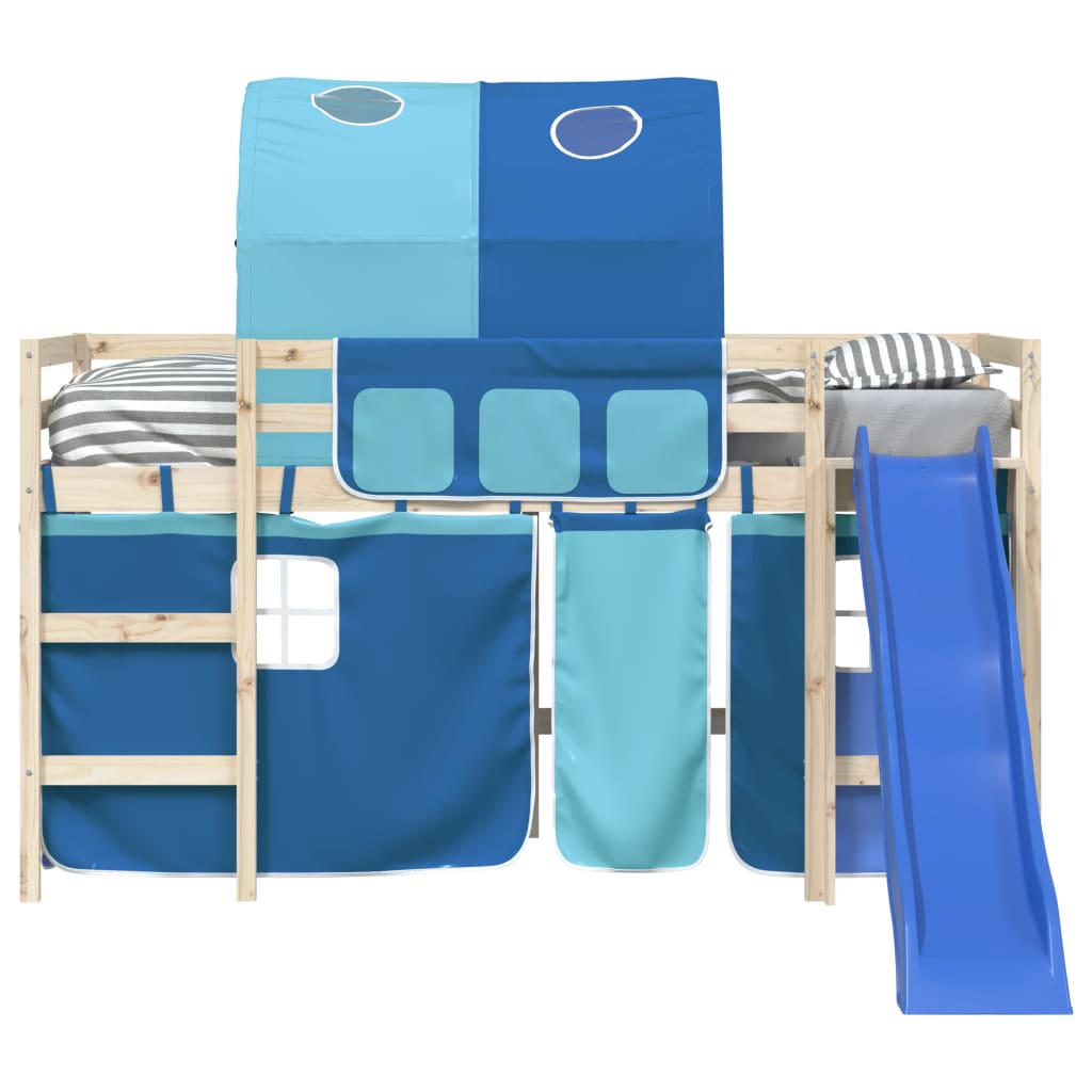 vidaXL Vorhänge für Hochbett mit Tunnel Blau Polyester