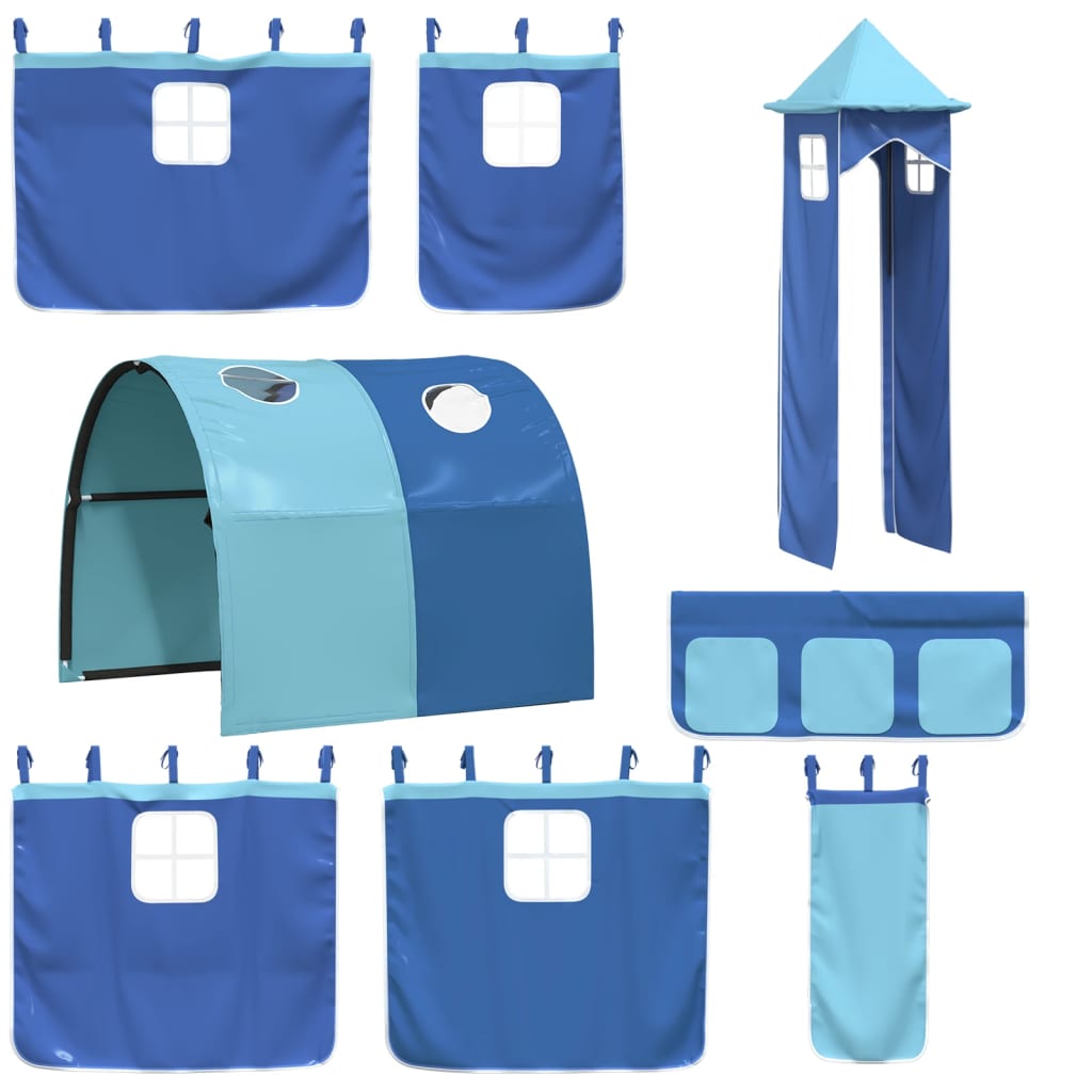 vidaXL Vorhänge für Hochbett mit Tunnel und Turm Blau
