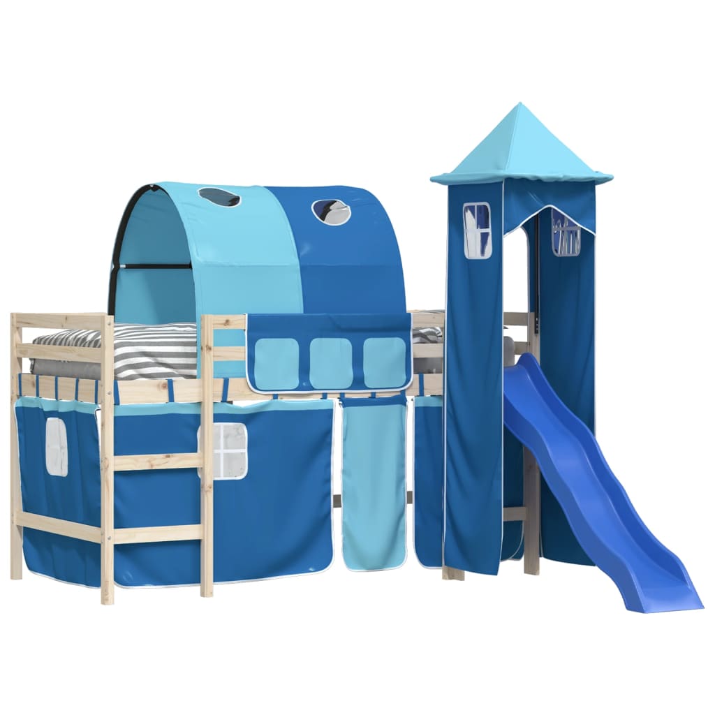 vidaXL Vorhänge für Hochbett mit Tunnel und Turm Blau