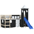 vidaXL Vorhänge für Hochbett mit Turm Weiß und Schwarz Polyester