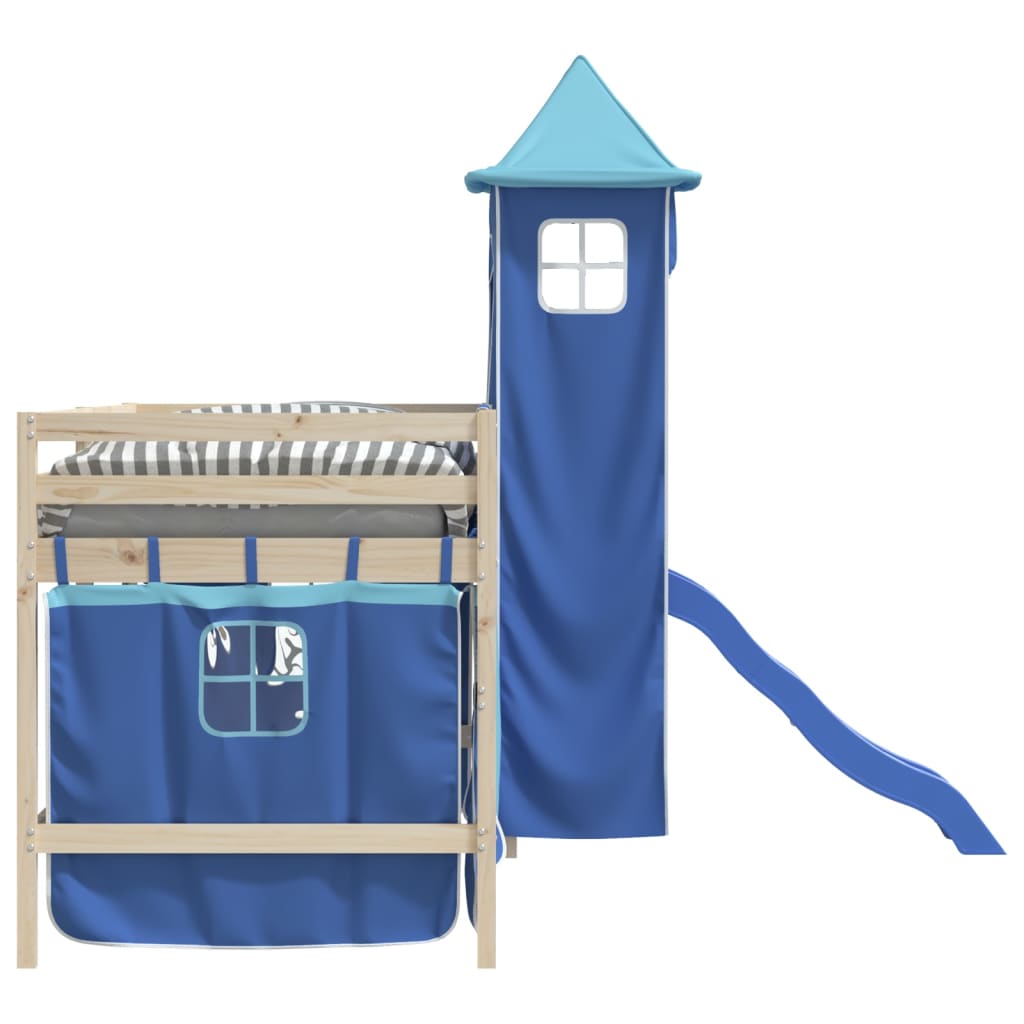 vidaXL Vorhänge für Hochbett mit Turm Blau Polyester