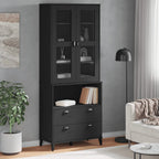 vidaXL Highboard VIKEN Schwarz 80x40x200 cm Massivholz Kiefer