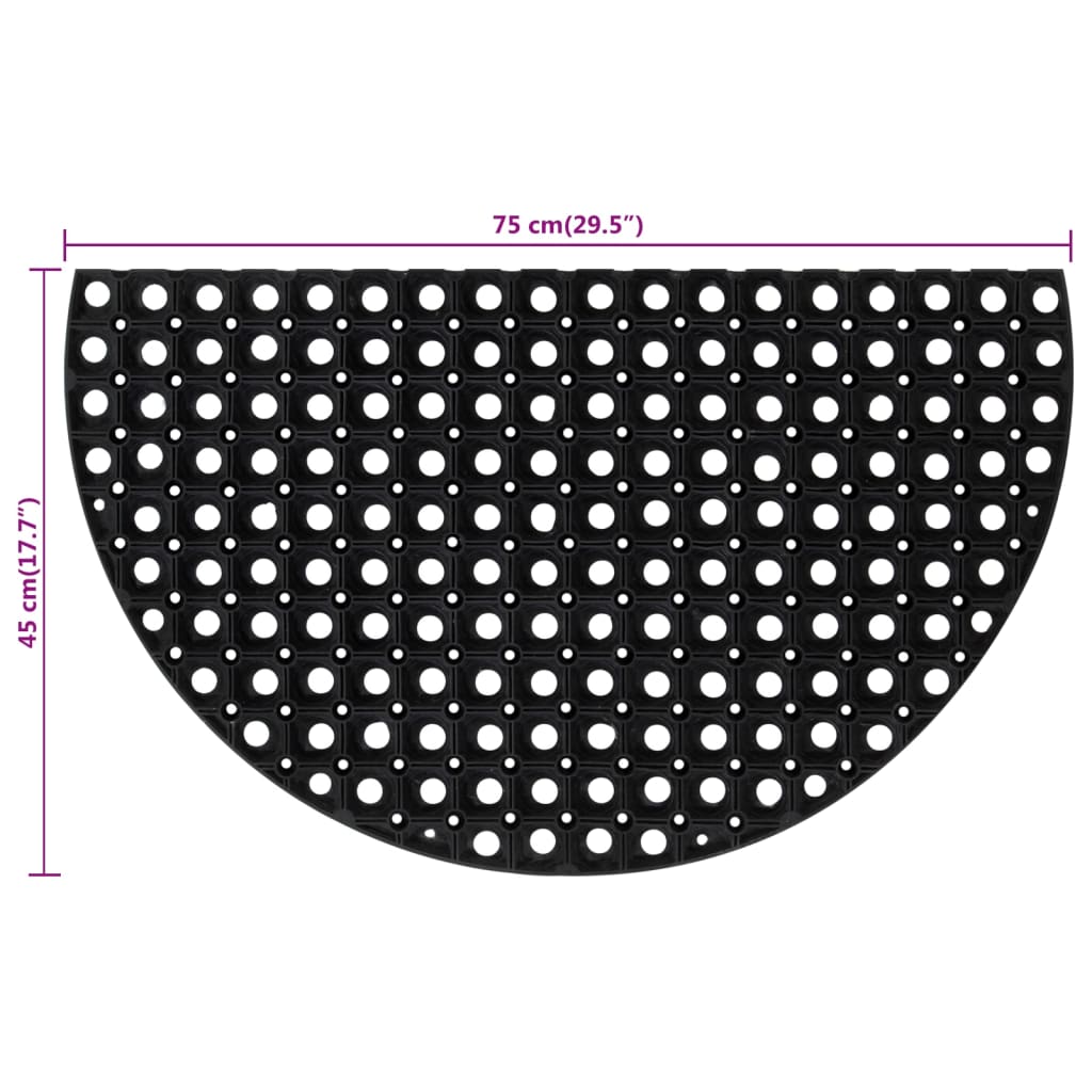 vidaXL Fußmatte Halbrund 45x75 cm Gummi