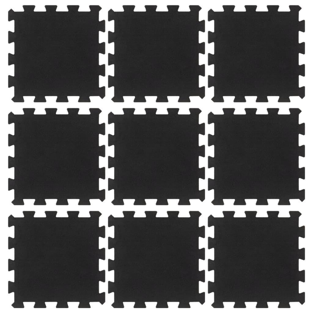 vidaXL Bodenfliesen aus Gummi 9 Stk. Schwarz 16 mm 30x30 cm