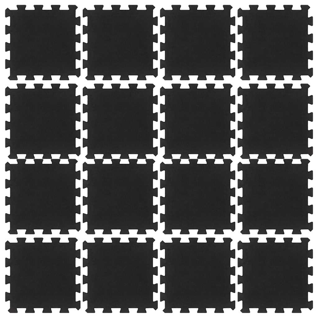 vidaXL Bodenfliesen aus Gummi 16 Stk. Schwarz 16 mm 30x30 cm