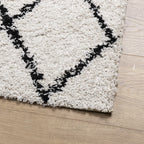 vidaXL Teppich Shaggy Hochflor Modern Creme und Schwarz 100x200 cm