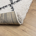 vidaXL Teppich Shaggy Hochflor Modern Creme und Schwarz 100x200 cm