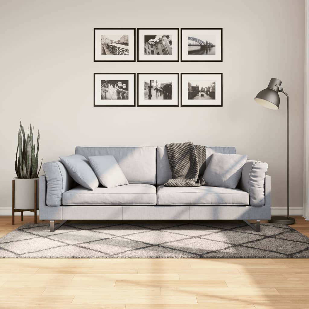 vidaXL Shaggy-Teppich PAMPLONA Hochflor Beige & Anthrazit 100x200 cm