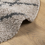 vidaXL Shaggy-Teppich PAMPLONA Hochflor Modern Beige Anthrazit Ø 100cm