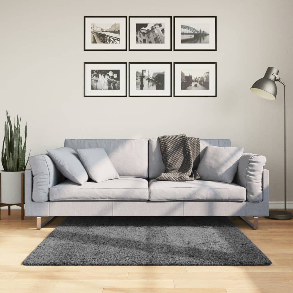 vidaXL Teppich OVIEDO Kurzflor Anthrazit 120x120 cm