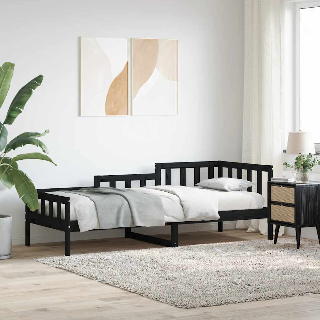 vidaXL Tagesbett Schwarz 80x200 cm Massivholz Kiefer