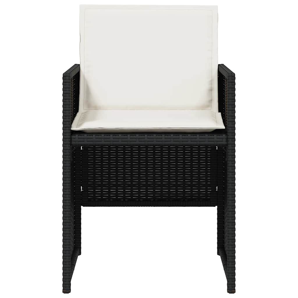 vidaXL Gartenstühle mit Kissen 4 Stk. Schwarz Poly Rattan