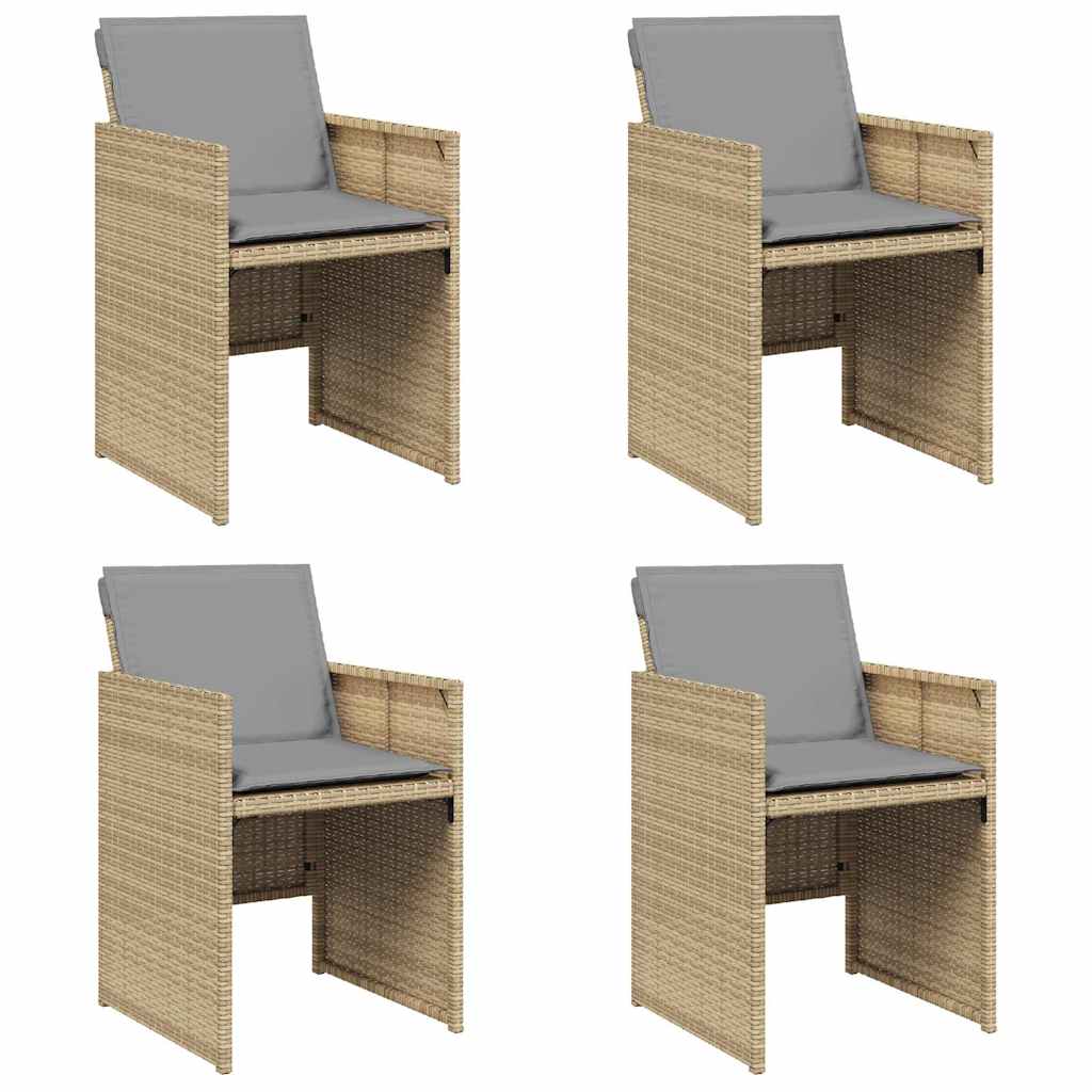 vidaXL Gartenstühle mit Kissen 4 Stk. Beigemischung Poly Rattan