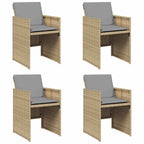 vidaXL Gartenstühle mit Kissen 4 Stk. Beigemischung Poly Rattan