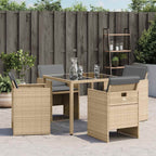 vidaXL Gartenstühle mit Kissen 4 Stk. Beigemischung Poly Rattan