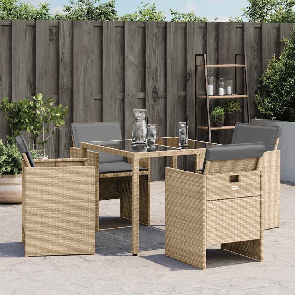 vidaXL Gartenstühle mit Kissen 4 Stk. Beigemischung Poly Rattan