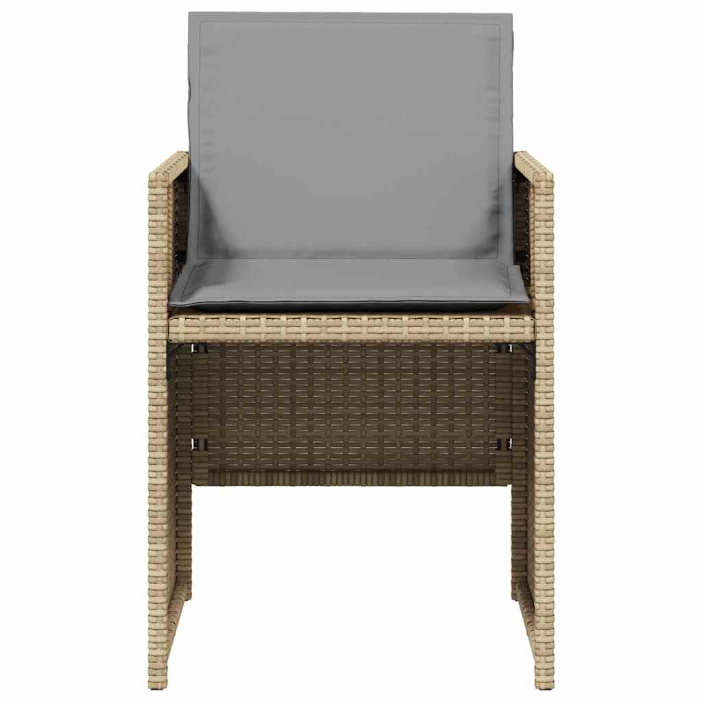 vidaXL Gartenstühle mit Kissen 4 Stk. Beigemischung Poly Rattan