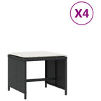 vidaXL Gartenhocker mit Kissen 4 Stk. Schwarz 41x41x36 cm Poly Rattan