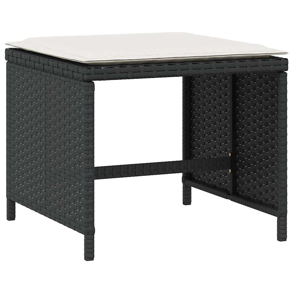 vidaXL Gartenhocker mit Kissen 4 Stk. Schwarz 41x41x36 cm Poly Rattan