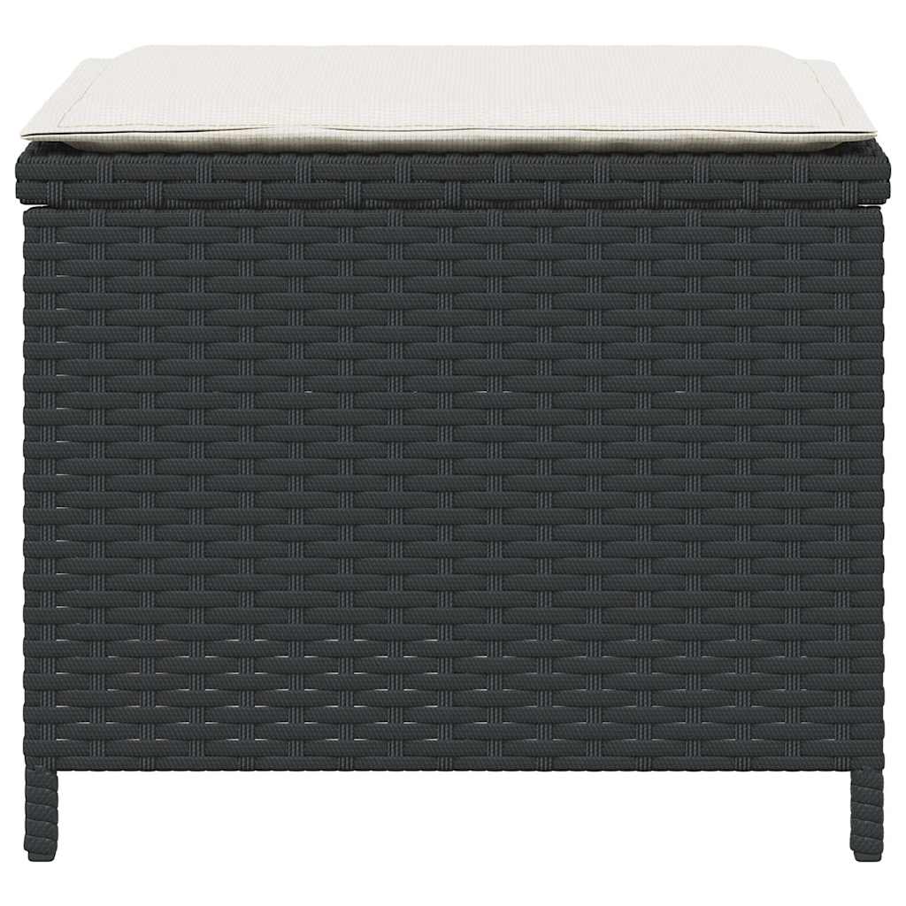 vidaXL Gartenhocker mit Kissen 4 Stk. Schwarz 41x41x36 cm Poly Rattan
