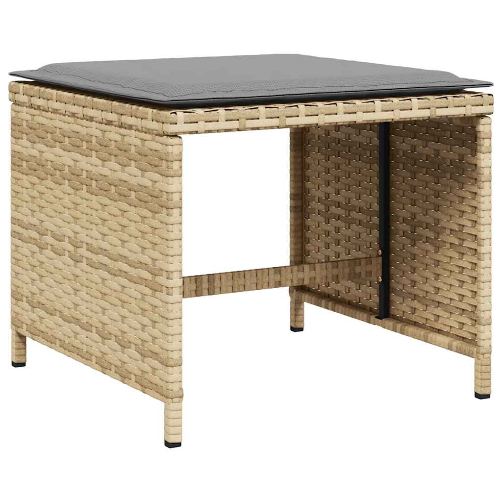 vidaXL Gartenhocker Kissen 4Stk. Beigemischung 41x41x36 cm Poly Rattan