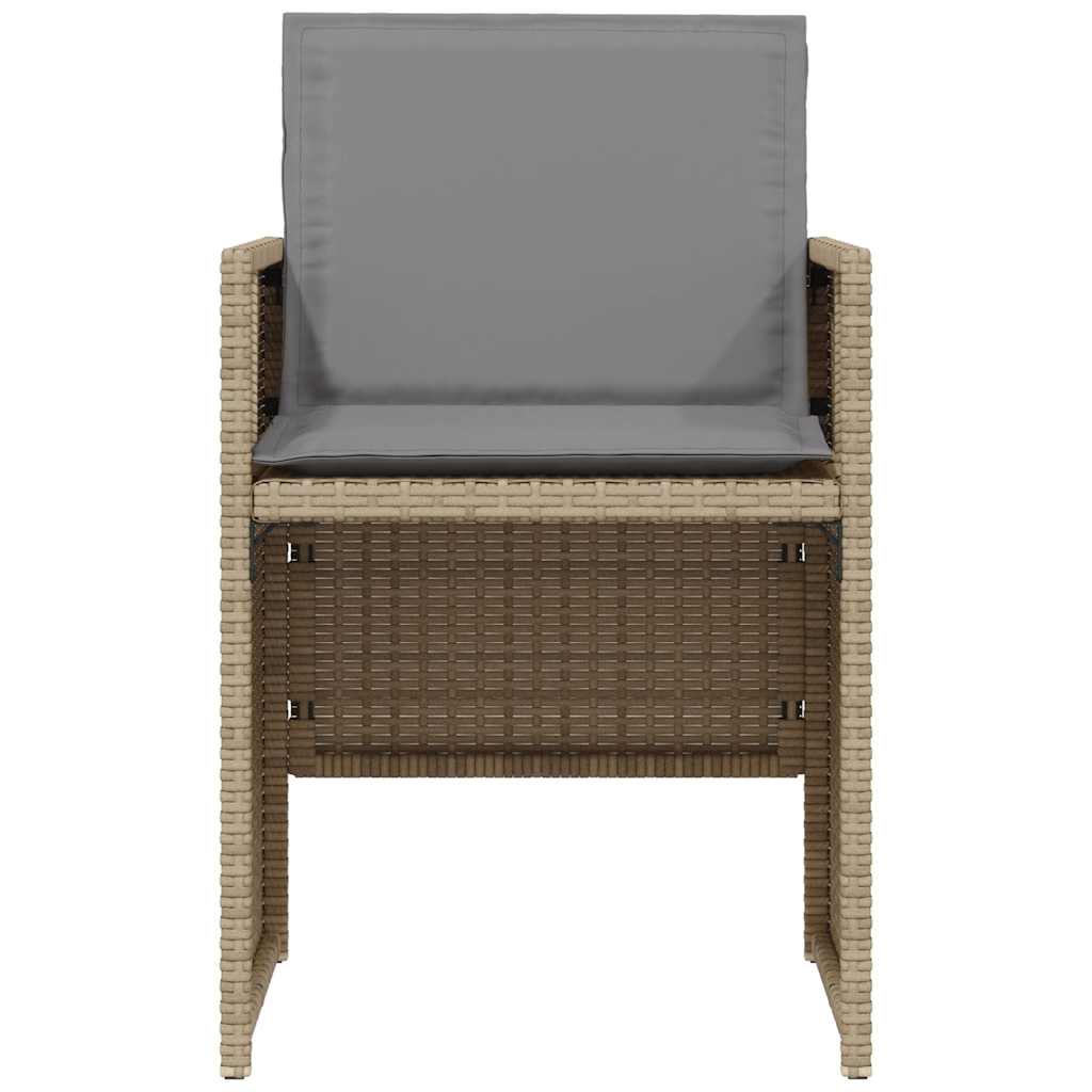 vidaXL 3-tlg. Bistro-Set mit Kissen Beigemischung Poly Rattan
