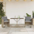 vidaXL 3-tlg. Bistro-Set mit Kissen Beigemischung Poly Rattan
