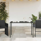 vidaXL Gartentisch mit Glasplatte Schwarz 115x54x74 cm Poly Rattan
