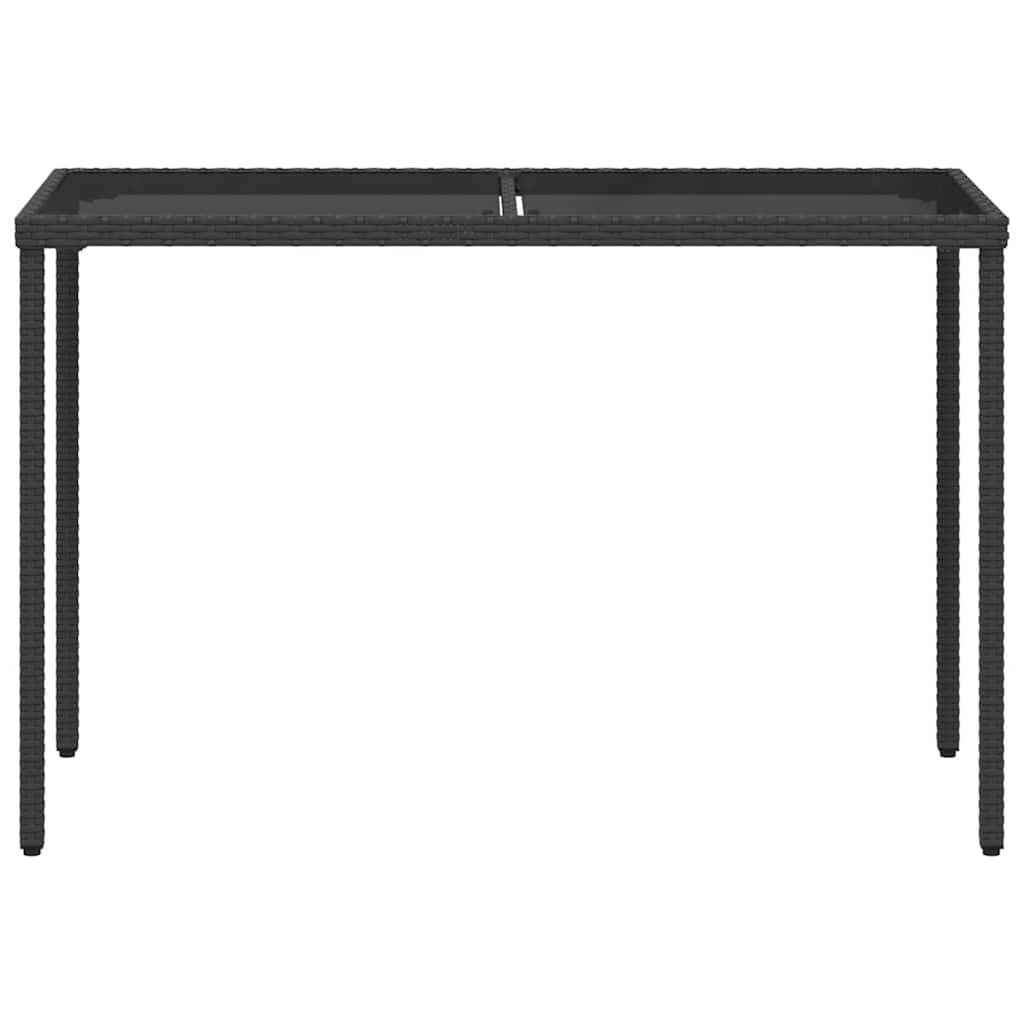 vidaXL Gartentisch mit Glasplatte Schwarz 115x54x74 cm Poly Rattan