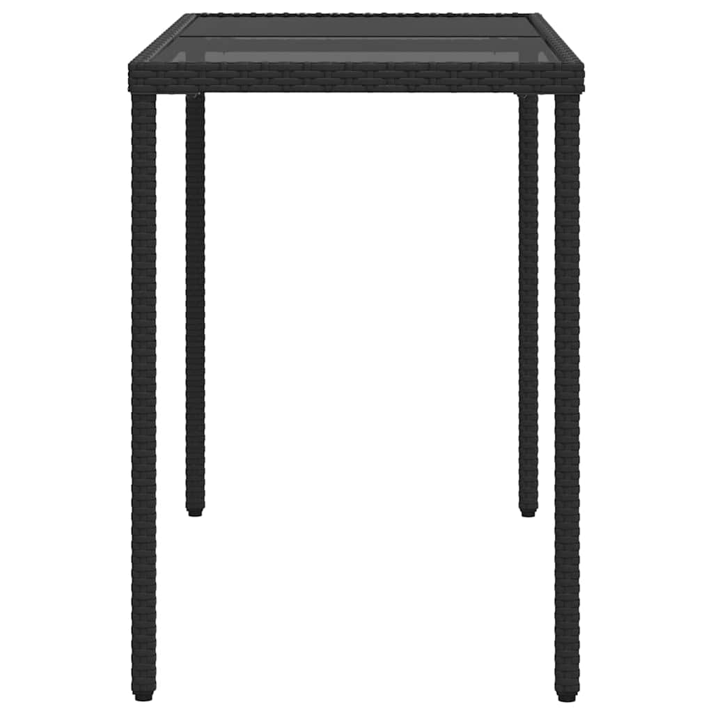 vidaXL Gartentisch mit Glasplatte Schwarz 115x54x74 cm Poly Rattan