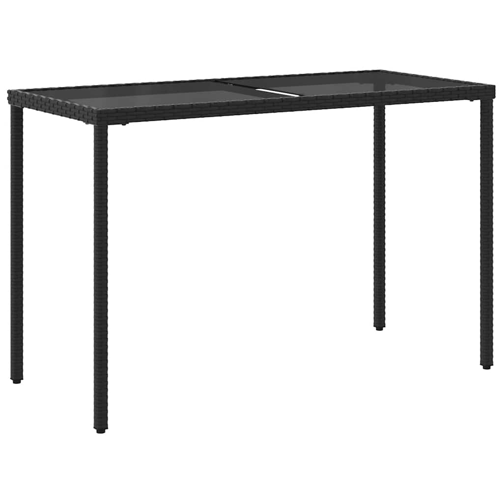 vidaXL Gartentisch mit Glasplatte Schwarz 115x54x74 cm Poly Rattan
