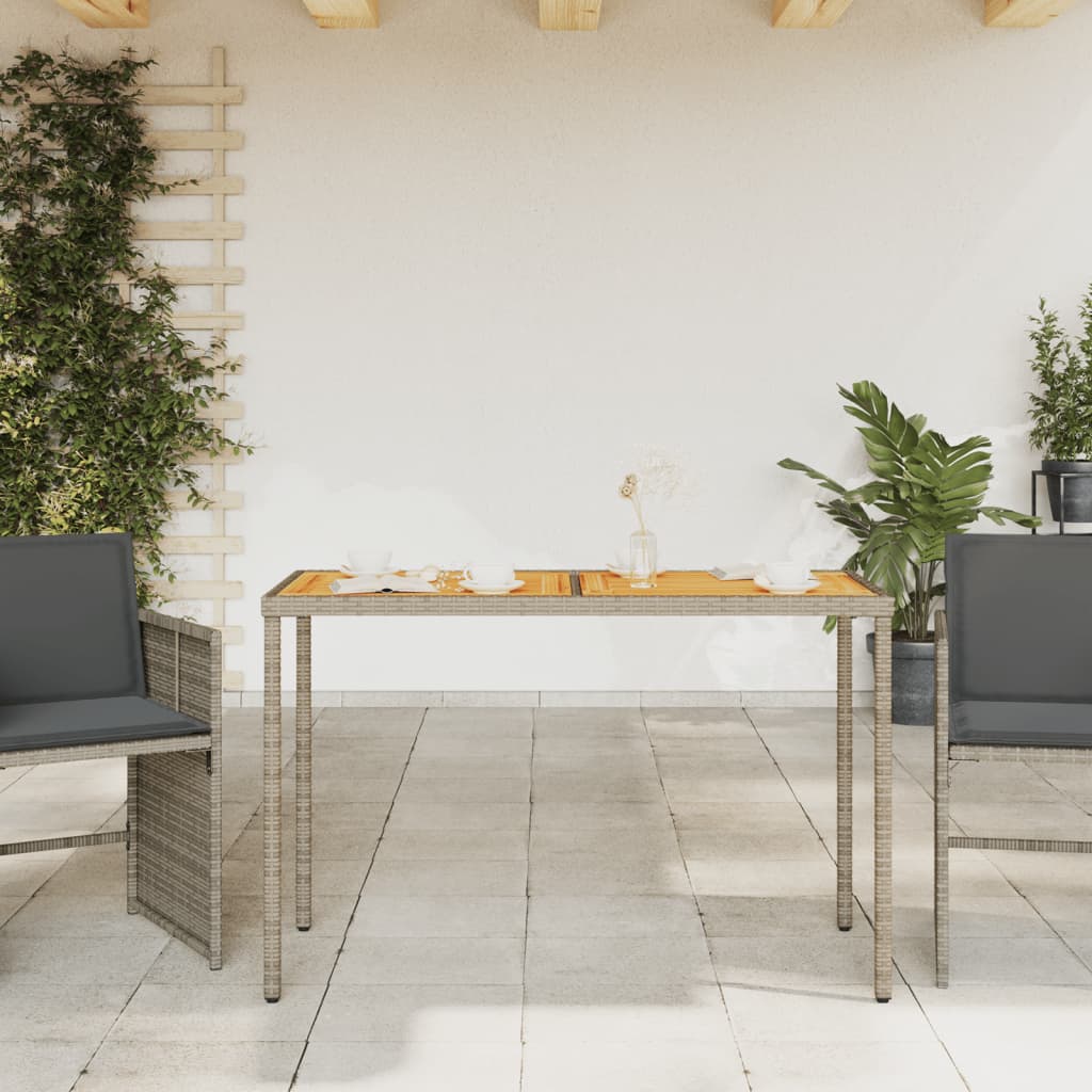 vidaXL Gartentisch mit Akazienholz-Platte Grau 115x54x74cm Poly Rattan
