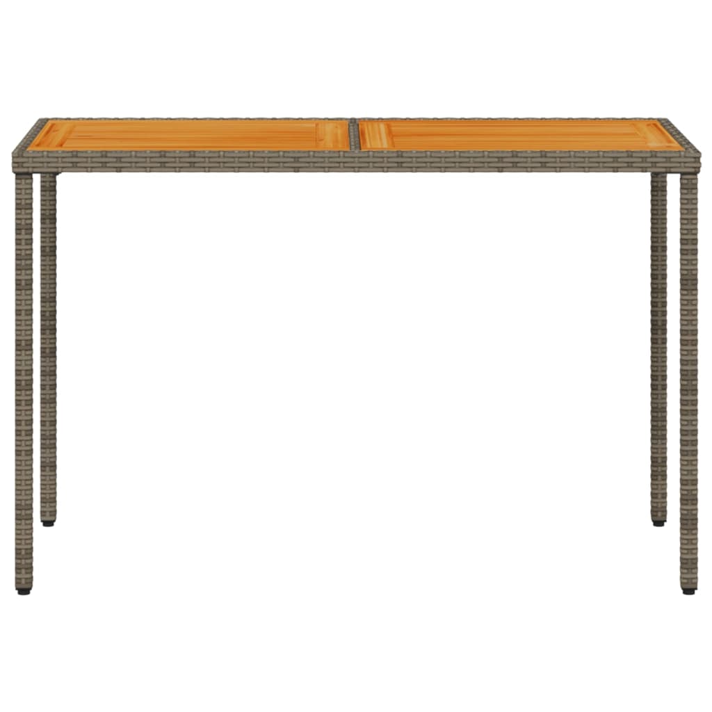 vidaXL Gartentisch mit Akazienholz-Platte Grau 115x54x74cm Poly Rattan