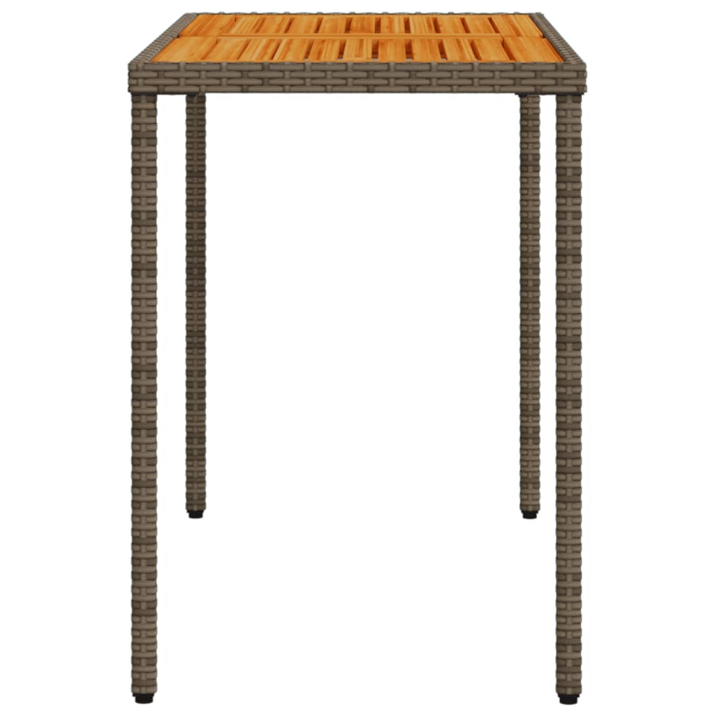 vidaXL Gartentisch mit Akazienholz-Platte Grau 115x54x74cm Poly Rattan