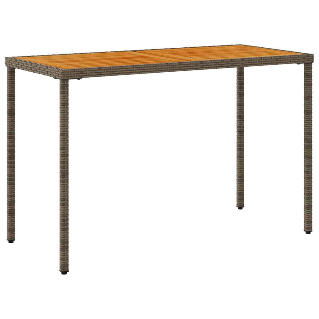 vidaXL Gartentisch mit Akazienholz-Platte Grau 115x54x74cm Poly Rattan