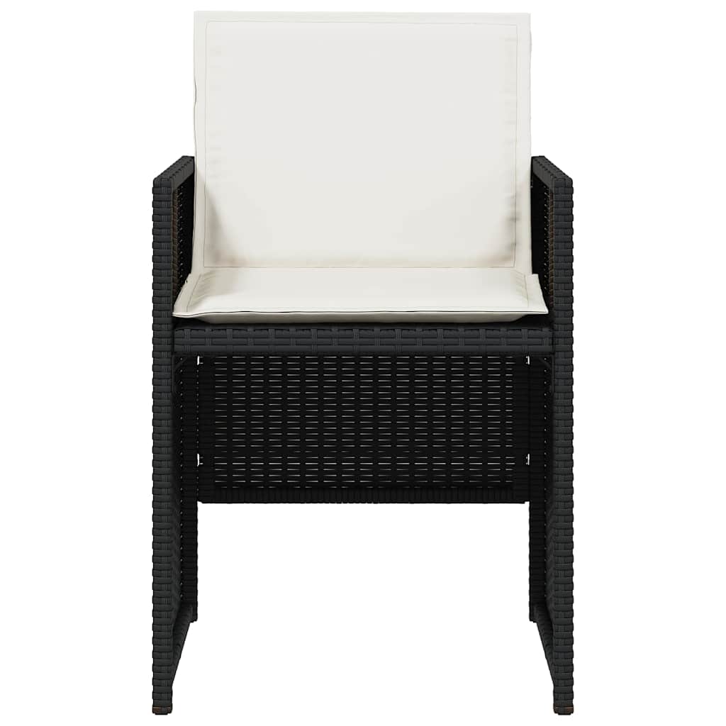 vidaXL 5-tlg. Garten-Essgruppe mit Kissen Schwarz Poly Rattan